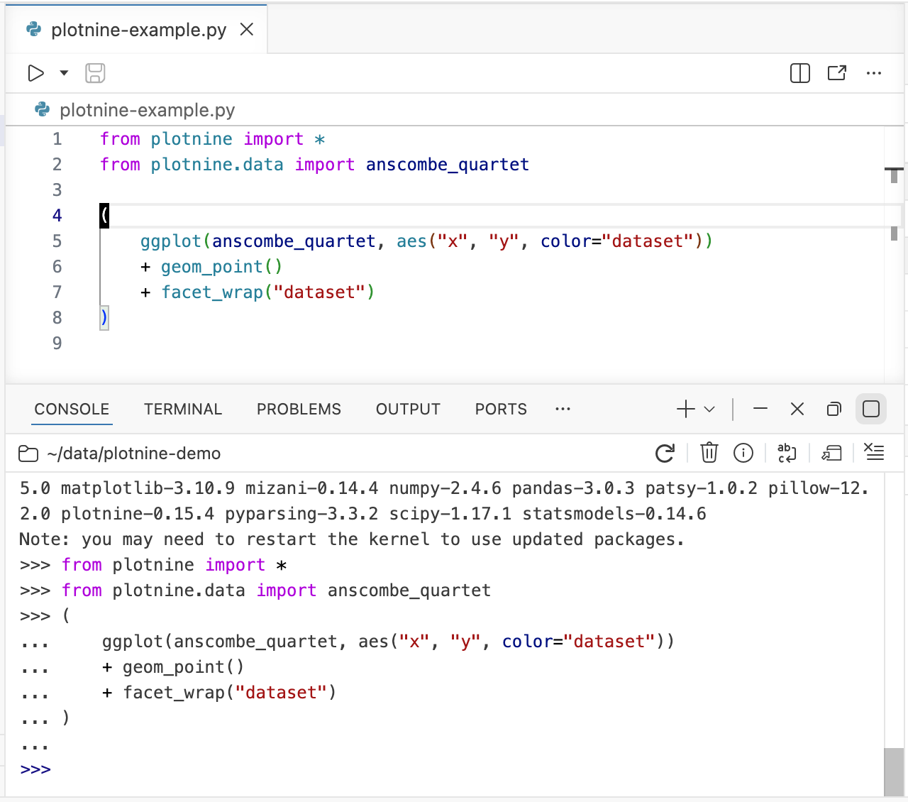 A multi-line Python statement